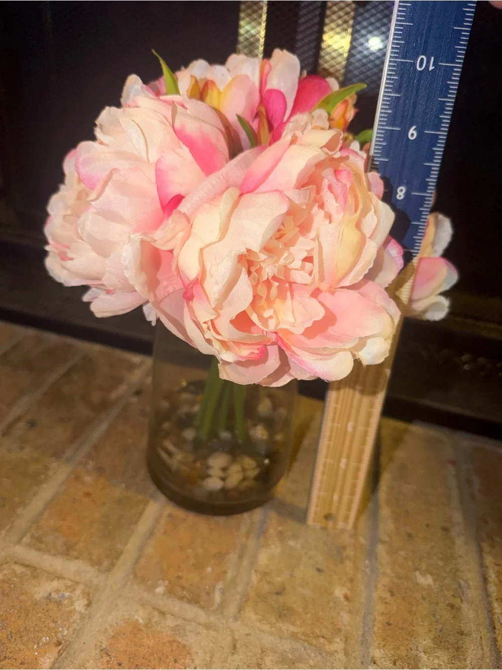 Pink Gerbera Daisy Faux Arrangement in Round Glass Vase - Home Accents